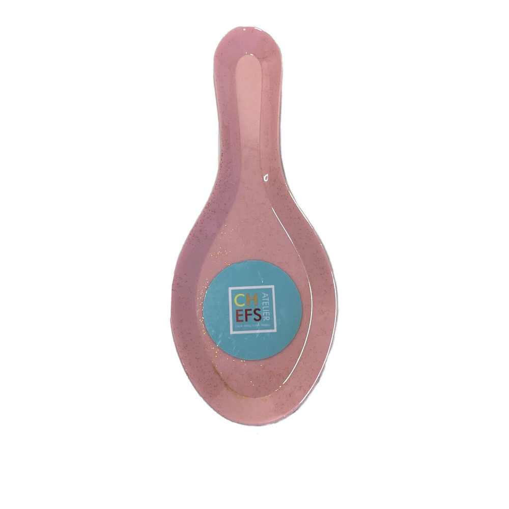 Chefs Atelier Pink Ceramic with Gold Glitter Spoon Rest NEW